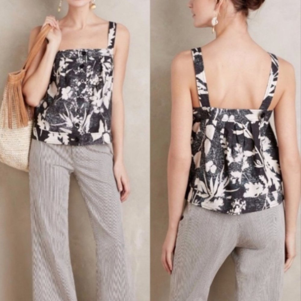 Anthropologie HD in Paris Laurel Linen Floral Top